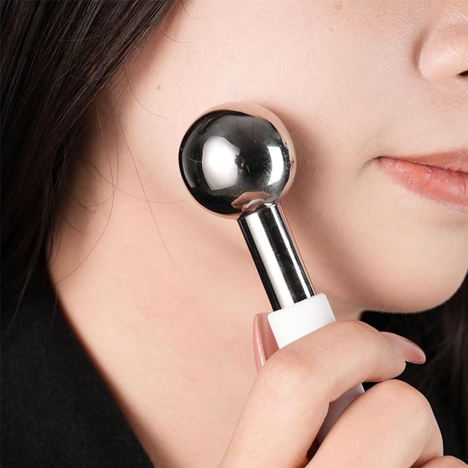 2pcs Stainless Steel Ice Globes for Face & Eyes, Cooling Massager Face Roller for Puffiness Relief, Dark Circles Tighten Pores, Facial Relaxation Skin Care Tools