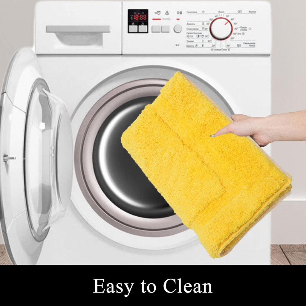 SHACOS Yellow Bathroom Rugs Sets 3 Piece Bath Mat U Shaped Toilet Rug