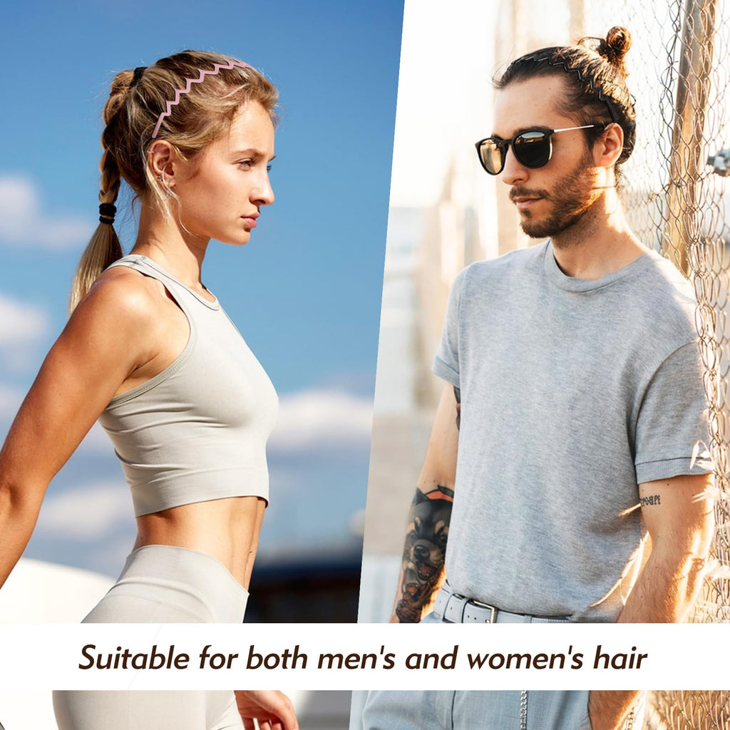 MIVZO Zig Zag Headbands with Teeth for Women and Men, 4 Pcs