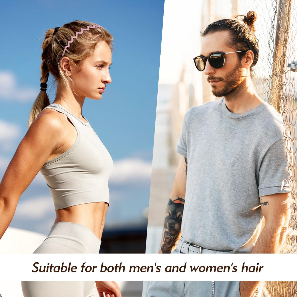 MIVZO Zig Zag Headbands with Teeth for Women and Men, 4 Pcs