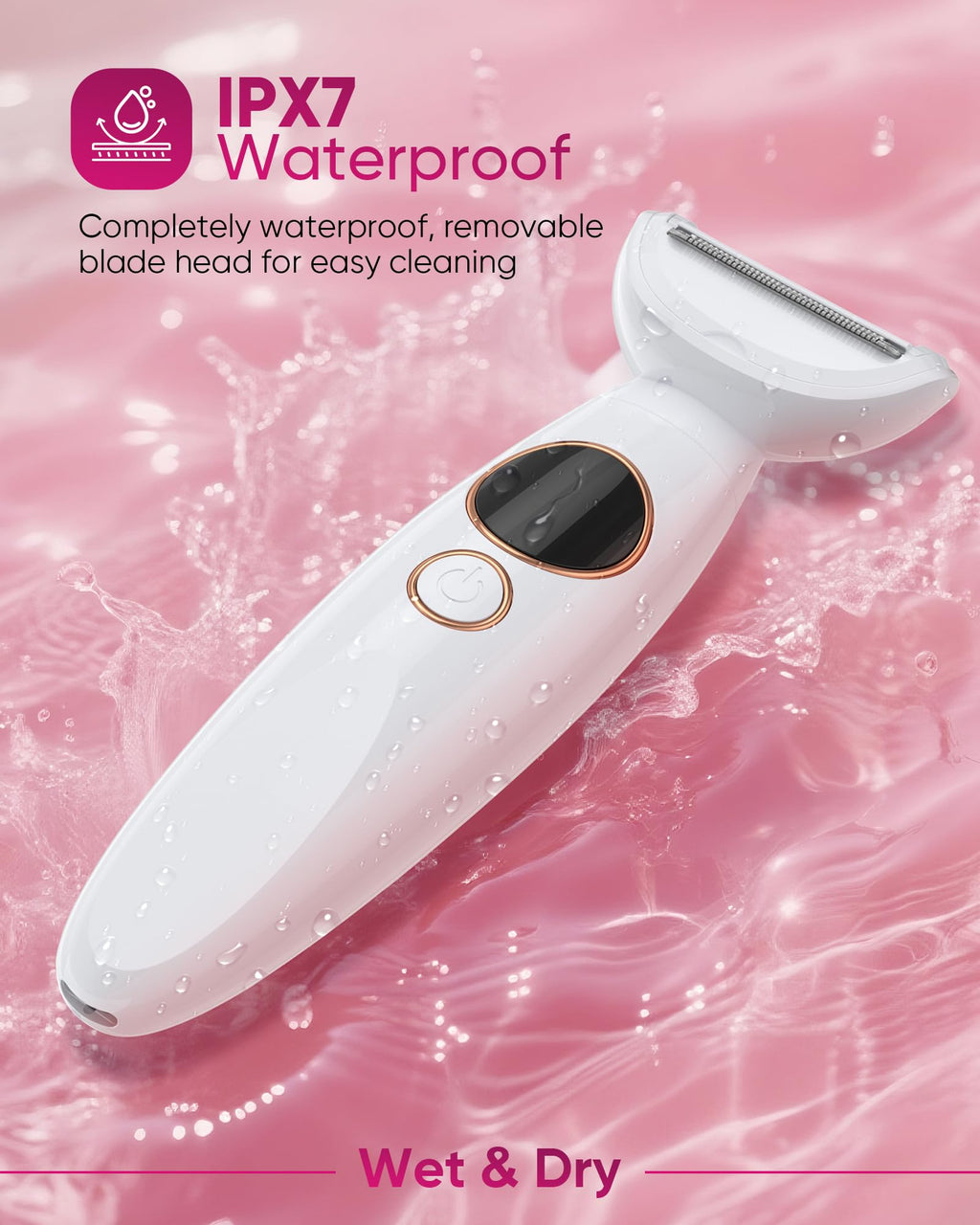 ANYLIV 3 in 1 Bikini Trimmer for Women, Electric Razors for Women with Display, Painless Bikini Trimmer, USB Charging, Electric Shaver for Woman,Shaver for Woman for Face, IPX7 Waterproof,White