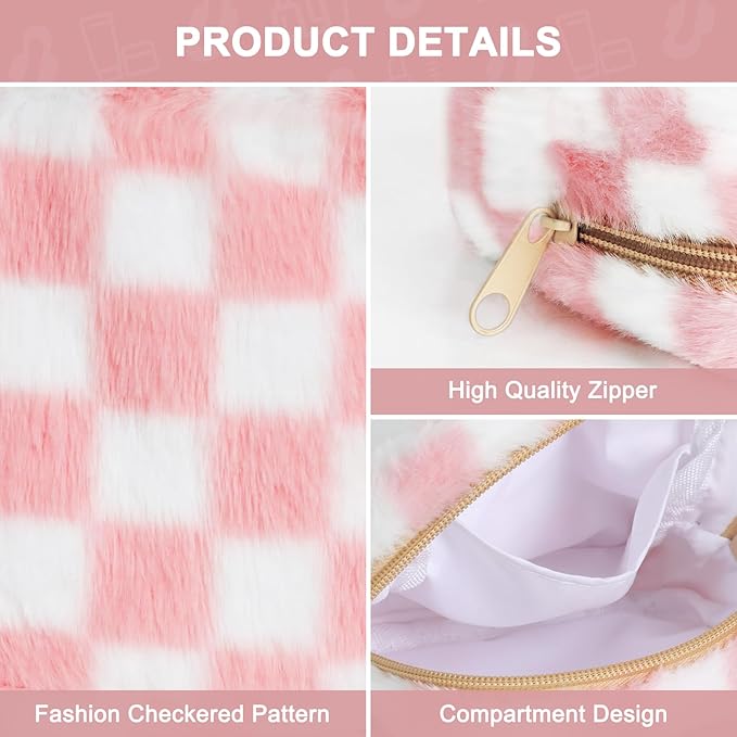 CekPo Sanitary Napkin Storage Bag, Zipper Period Bag, Checkered Portable Menstrual Pad Bag Panty Liners, Tampon Storage Pouch for Women Ladies Daily Use Storage Purse Travel