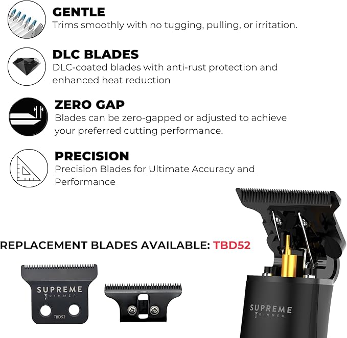 Supreme Trimmer 2-in-1 Pro Clipper Lite & DLC T-Shaper Combo | Professional Beard Trimmer ST5206 & Hair Clipper STC5000 Barber Hair Cutting Starter Kit | Black