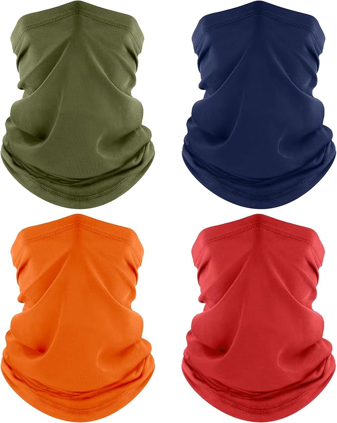 ROXUN Neck Gaiter, 4 Pack Summer Cooling Breathable Face Mask for Outdoors