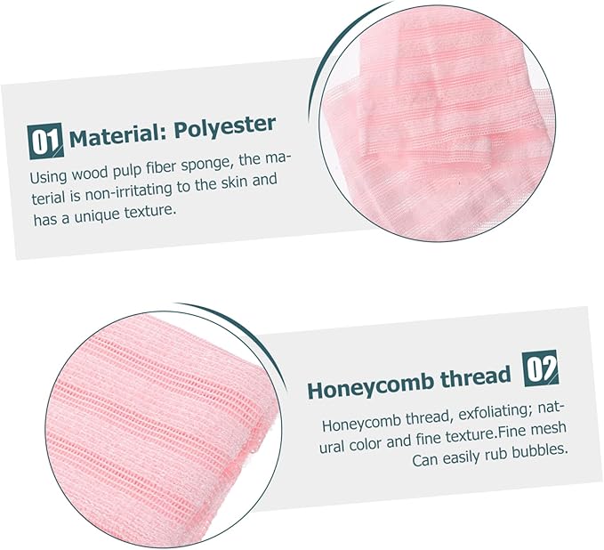 Healeved Back Scrubber Belt Portable Exfoliating Towel Bath Wash Towel Straps Comfortable Material Pink
