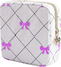 Teircno Period Bag for Women - Cute Corduroy Sanitary Napkin Storage Bag with Bow Design | Period Pouch for Daily Use, Travel | Discreet Menstrual Pouch | Pad Bags for Period Holds Pads, Tampons
