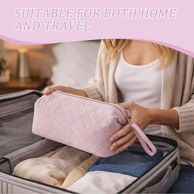 Quilted Hair Tools Travel Bag Organizer,Portable Large Hair Styling Accessories Storage Case for Flat Irons,Straightener,Curling Iron,Hair Dryer (Pink)
