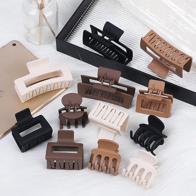 SMKSL 12 Pcs Hair Claw Clips for Women & Girls 3 Styles Hair Accessories