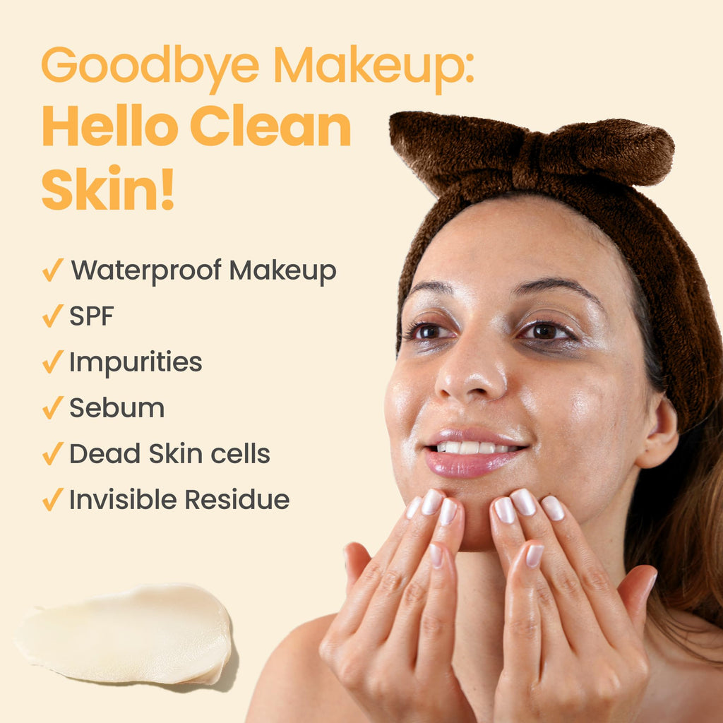 Honeyskin Honey Cleansing Balm Makeup Remover - Face and Eye Makeup Remover for Sensitive Skin Face Wash - Hydrating Facial Cleanser and Gentle to Face Makeup Melting Balm (4oz)