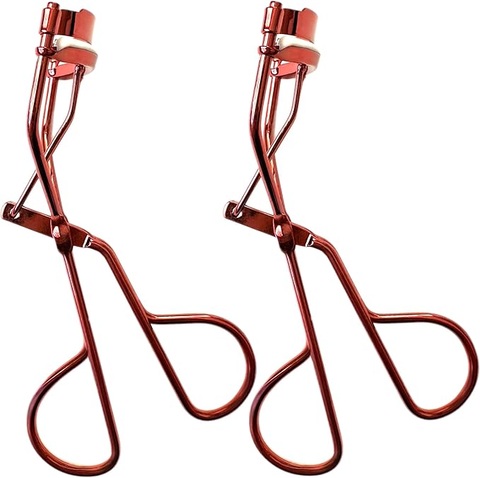 2 Vintage Style Metallic Red Eyelash Curler Easy to Use High Drama Lashes Rubber Coated Non-Slip Handle Easy Gentle Way to Curl Lashes High Impact Eye-Opening Effects