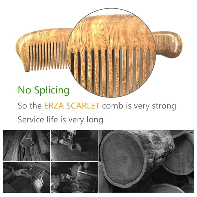 Wood Hair Comb Fine Tooth Comb Anti-static Hair Comb for Thick Hair