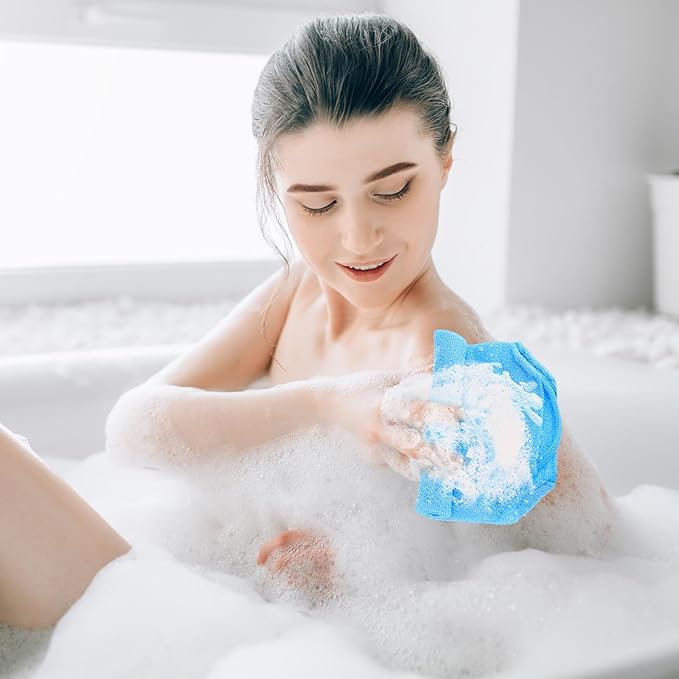 COMNICO 2pcs Exfoliating Back Scrubber, Nylon Shower Bath Exfoliator Extended Length Body Scrub Towel Stretchable Pull Korean Washcloth Strap with Handles