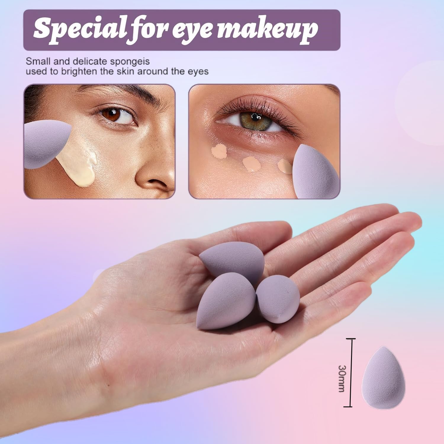 Makeup Sponge Set BS-MALL Triangle Puff 14PCS Non-Latex Beauty Blender Sponges with Travel Case, Soft Makeup Puff for Foundation, Concealer, Cream & Powder, Face & Eye Blending for Sensitive Skin