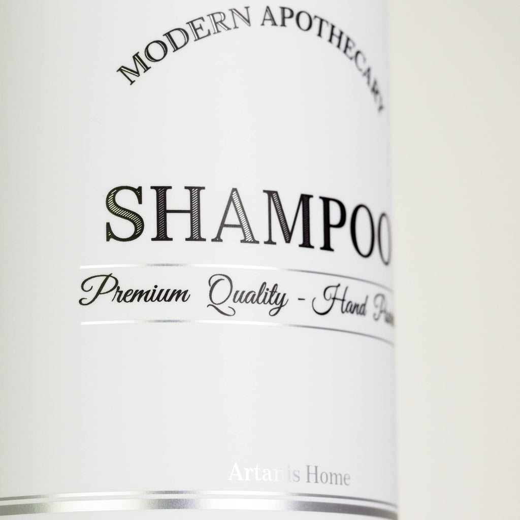 Clear Refillable Shampoo and Conditioner Bottles - Body Wash, Shampoo and Conditioner Dispenser - PET Plastic Shampoo Bottles Refillable with Pump - Waterproof Labels - 16 oz, 3 Pack (Black Plastic)
