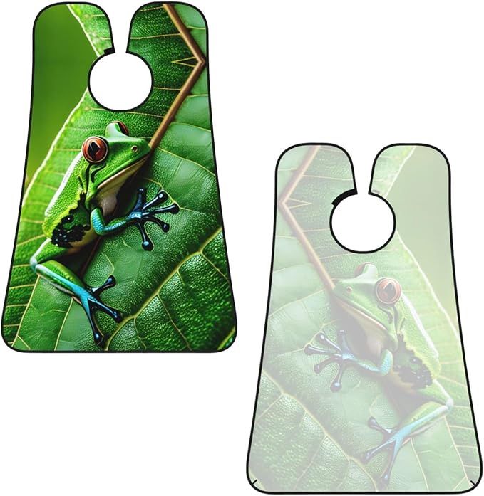 NOUZU Frog Leaves Print Beard Bib Apron For Men, Beard Hair Catcher For Men Shaving Trimming,Beard Cape Cloth