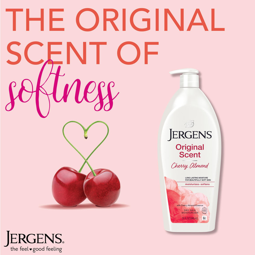 Jergens Cherry Almond Hand & Body Lotion, Dry Skin, 32 fl oz