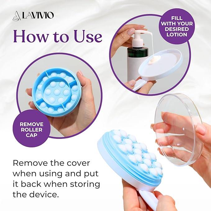 Lavivio Lotion Applicator for Back - Back Lotion Applicator for Women and Men - 19 Massaging Rollers for Soothing Relief - Long Handle, Easy Application - Ideal for Elderly, Perfect for Cream & Lotion