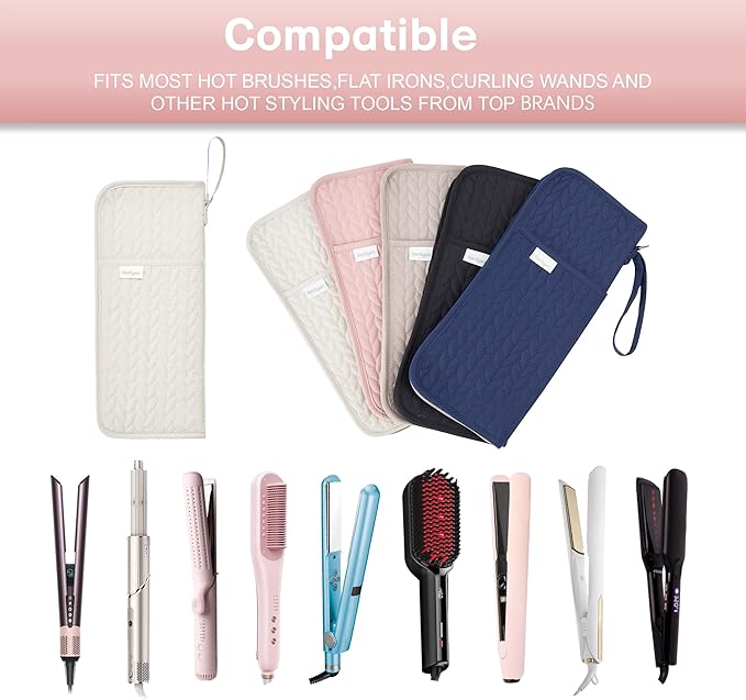 KarSyon Hot Tools Organizer Heat Resistant Mat Case Hair Tools Holder Travel Bag Portable Hair Styling Tools Cover Pouch for Curling Iron,Flat Iron,Hair Straightener (Beige)