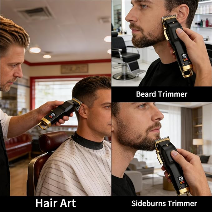 Elehomyou Hair Clippers for Men, Cordless Hair Trimmer for Men with 8 Color-Coded Guard, Professional Hair Cutting Kit for Head, Beard, Face, Neck & Manscaping, Barber Clippers, Ideal Gift, 15Pcs