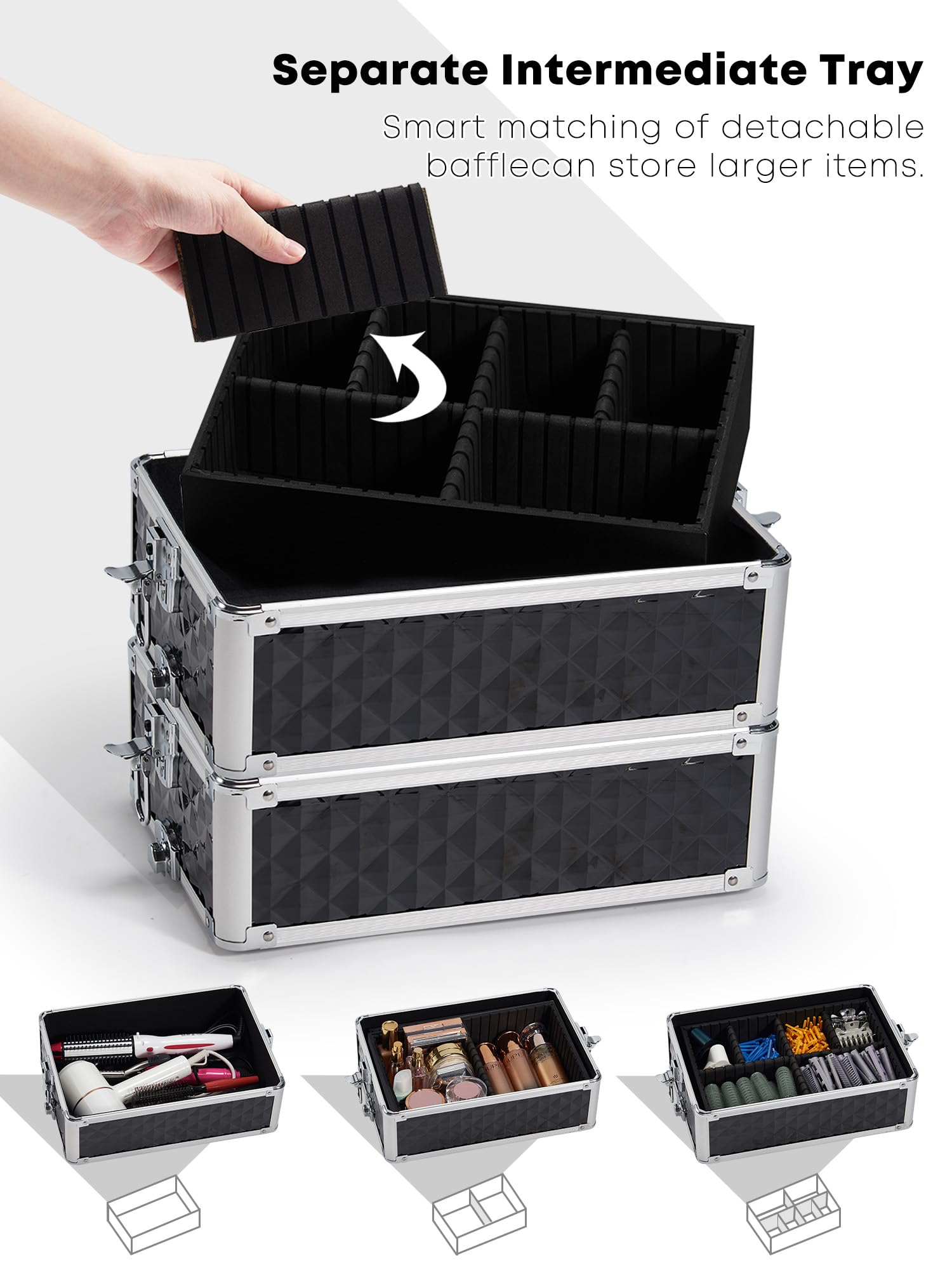 Adazzo 4-in-1 Cosmetology Case on Wheels Portable Rolling Makeup Train Case