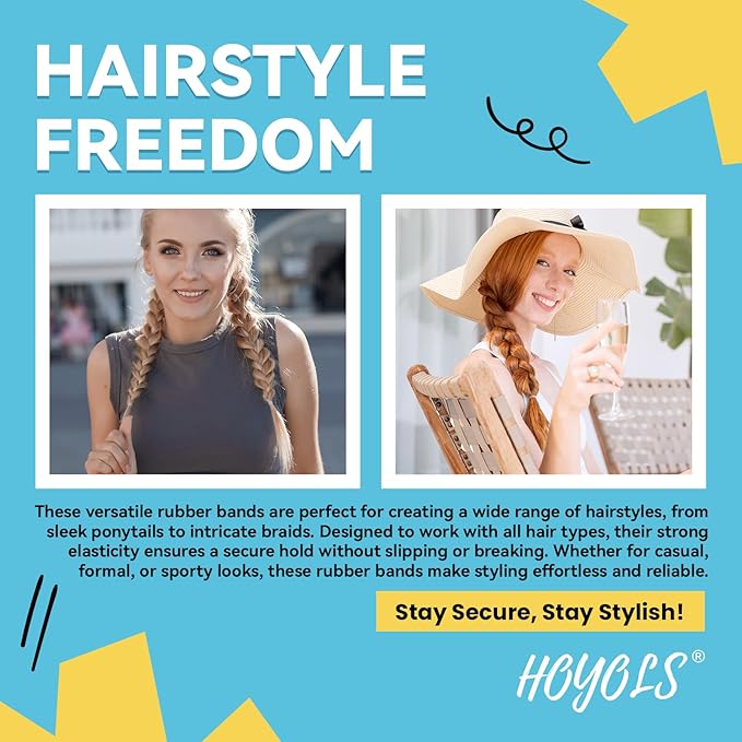 HOYOLS Clear Hair Ties, 1500pcs Mini Clear Elastic Hair Bands for Girls Women, Small Rubber Bands for Ponytails Braids Hairstyles, No Damage Hair Elastics, 1 Inch TPU