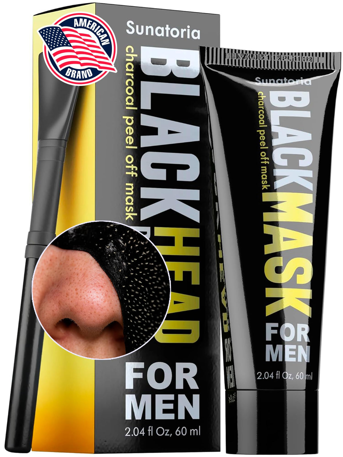 SUNATORIA Original Black Peel Off Face Mask - Charcoal Pore Mask - Helps Remove Excess Oil & Lift Away Surface Impurities – Botanical Extracts & Vitamins A, E, B5-2.04 fl oz