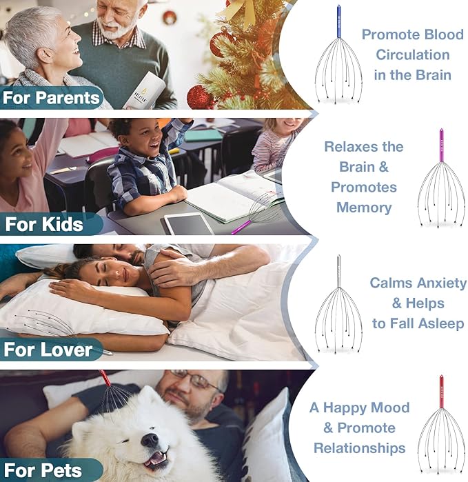 HOFASON Gifts for Women, Christmas Stocking Stuffers for Women/Men/Adults, White Elephant Gifts for Adults Husband Wife, Scalp Massager Hair Growth, Handheld Head Massager Scratcher for Deep Relax