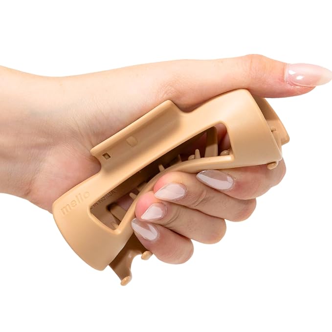 Mello Medium Hair Clip - Flexible Comfort Hair Claw for Women, Strong Hold for Thick & Thin Hair Styling, Durable Material, Matte Non-Slip Finish, Made in Korea, Patent Pending (Brown, Medium)