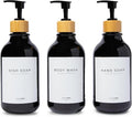 Shampoo and Conditioner Bottles Set of 3 Black Bamboo – Shower Shampoo Dispenser – Hotel Style Bathroom Upgrade by MaisoNovo