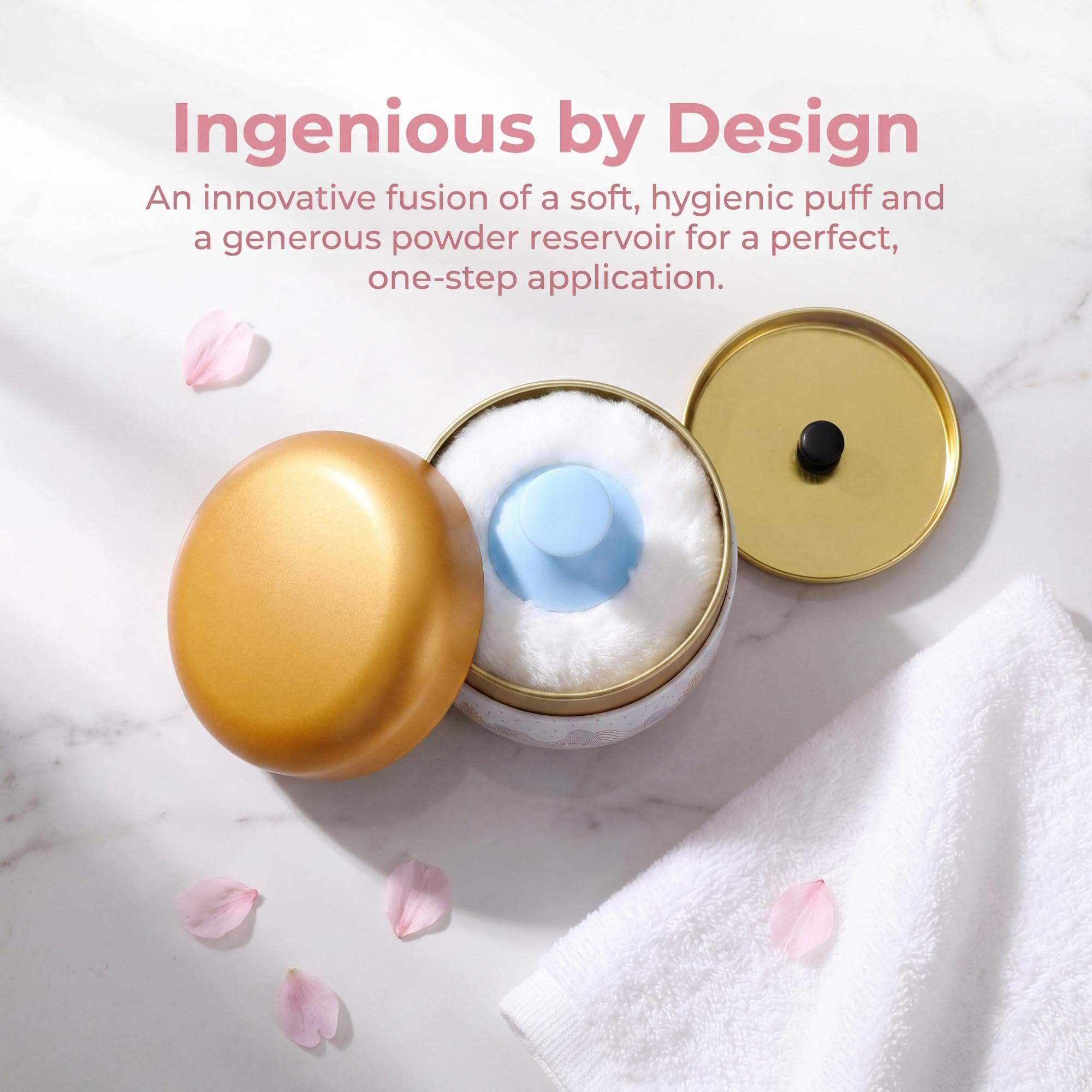 Body Powder Powder Case with Powder Puff Powder Container Tea Canister for Baby and Adult Body Talcum Powder Tea Box (Yellow Sea)