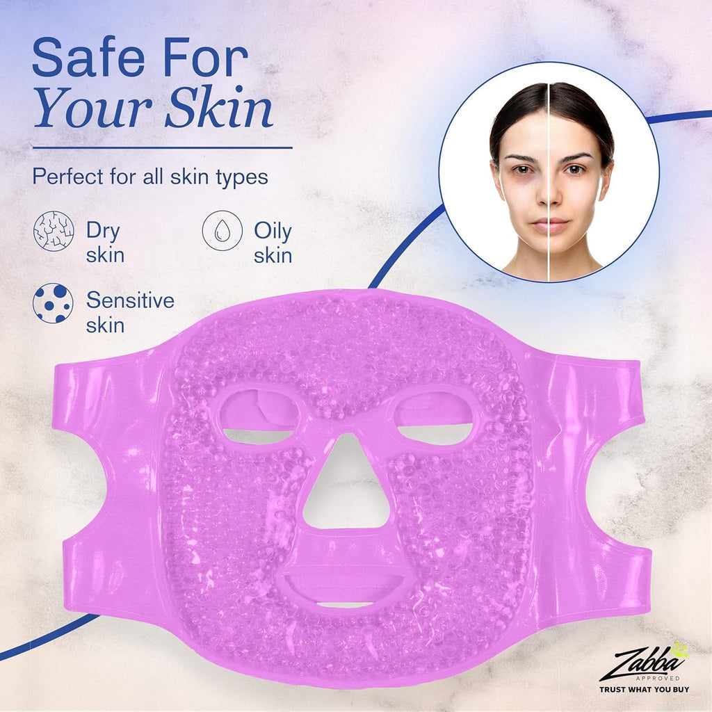 Perfecore Eye Mask Get Rid of Puffy Eyes Migraine Relief, Sleeping, Travel Therapeutic Hot Cold Compress Pack with Cover Gel Beads, Spa Therapy Wrap for Sinus (White)