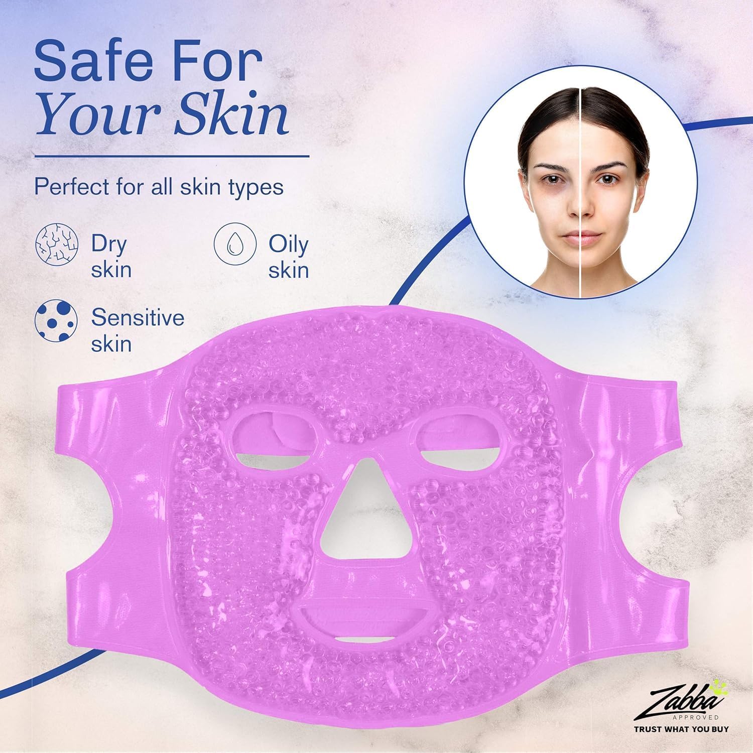 Perfecore Eye Mask Get Rid of Puffy Eyes Migraine Relief, Sleeping, Travel Therapeutic Hot Cold Compress Pack with Cover Gel Beads, Spa Therapy Wrap for Sinus (White)
