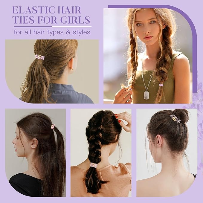 FORENEE Hair Ties No Damage - 20PCS Ponytail Holders - Elastic Hair Ties for Thick Hair - Braided Hair Bands for Women Girls's Hair - Violet