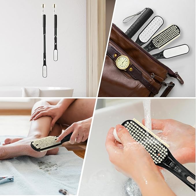 Toe Cleaning Brush, 18.8"-25.9" Telescopic Long Handle Foot Brush,Foot File for Feet Care Remove Hard Skin for Seniors,Men and Women