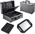 Yueieoun Professional Barber Case with Barber Clipper Tray Organizer, 6 Adjustable Clipper Slots & 8 Shear Holders, Portable Barber Carrying Case for Hair Tools & Supplies with Combo Locks