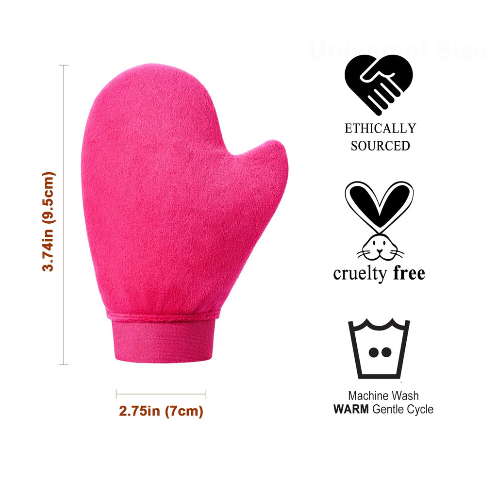 Self Tanner Mitt Applicator - US Patent Self Tanning Mitt with Elastic Cuff in Pink Color. Velvet Soft Texture for Streak-Free Full Body Application, Perfect for Beach Vacation, Back,Legs