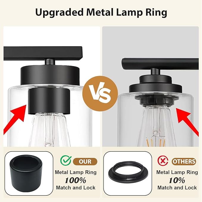IZORRO Modern Bathroom Light Fixtures, 6 Light Black Vanity Lights, Bathroom Lighting Fixtures Over Mirror with Clear Glass for Living Room Cabinet Bedroom