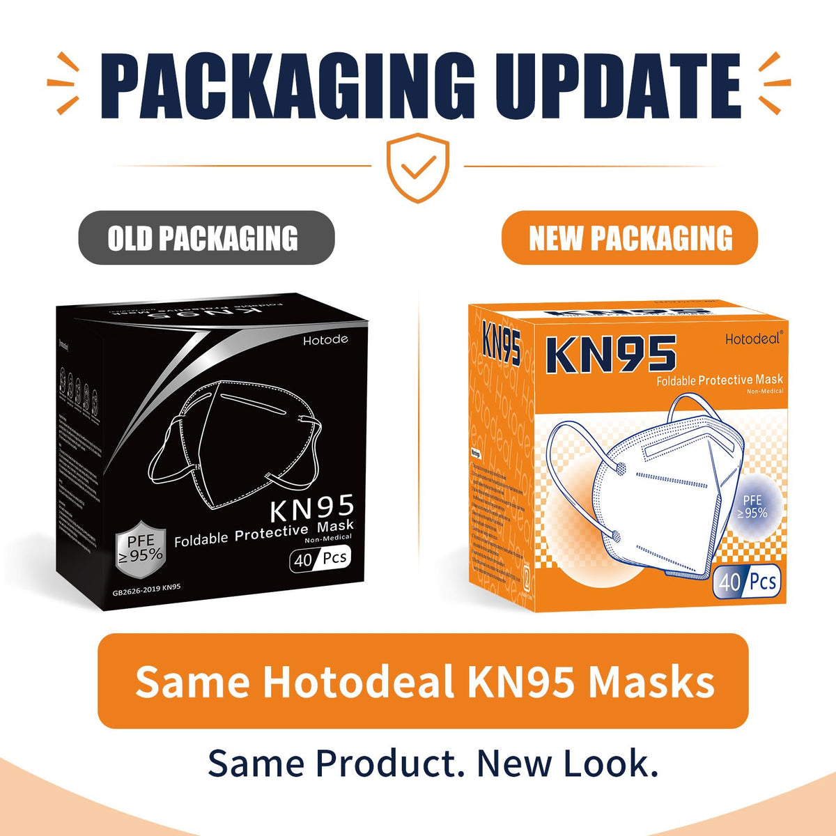 Hotodeal KN95 Face Masks 40Pcs, 5-Ply Breathable KN95 Mask for Adult, Black