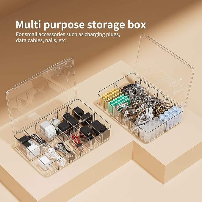 APLOP Clear Acrylic Makeup Organizer with Cover - 12 Compartments Cosmetic and Jewelry Organizer for Vanity and Desk Storage