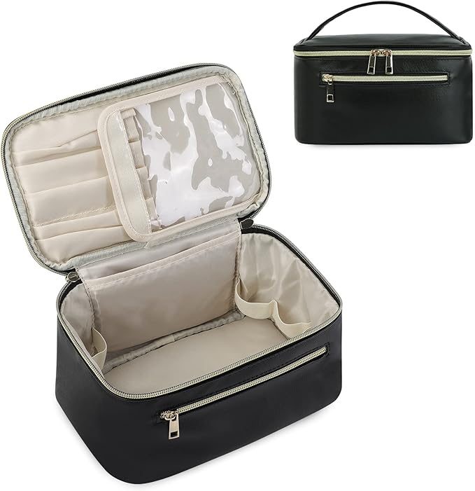Wandering Nature Makeup Bag, Women Travel Make Up Vanity Case with Handle