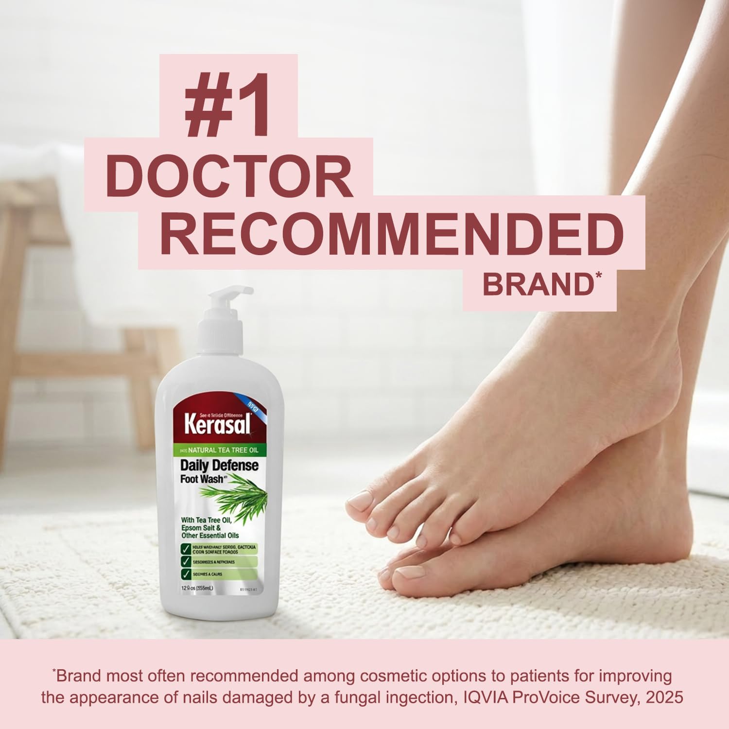 Kerasal Daily Defense Foot Wash Daily Cleanser for Feet, 12 Ounce (Packaging May Vary)