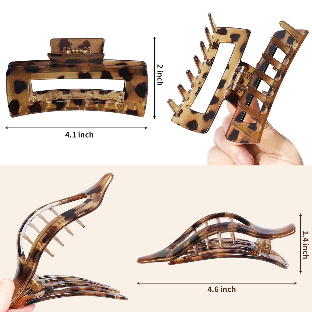 CHANDAT Hair Clips for Women, Flat Hair Clips, 8 pcs, 2style - Leopard