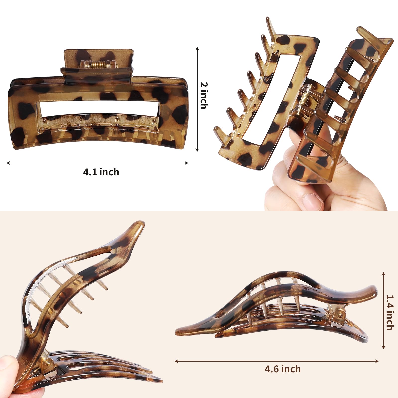 CHANDAT Hair Clips for Women, Flat Hair Clips, 8 pcs, 2style - Leopard