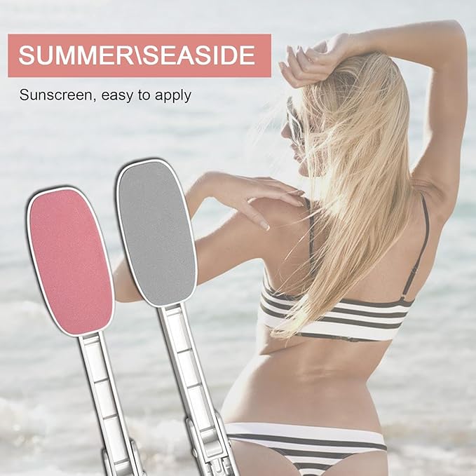 Generic 2 Lotion Applicator for Back | Back Cream Applicator | Foldable Long Handled Oils Sun Cream Applicator | Back Lotion Applicator | Back Applicator for Cream, Gray+Pink