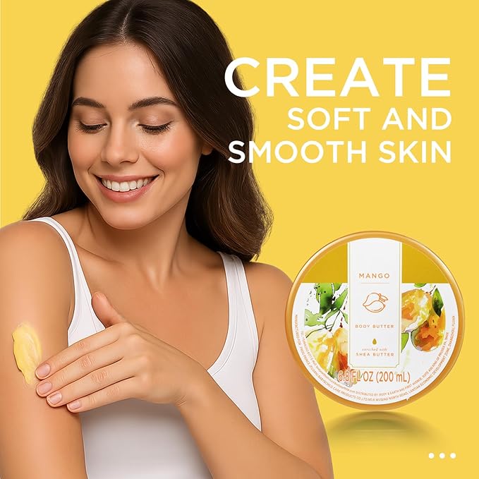 Princess Belle Mango Body Butter with Natural Shea Butter, Body Moisturizer for Dry Skin, Body Care for Women, Deep Moisturizing and Softening-200ml(6.8 floz)