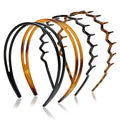 WOVOWOVO Zig Zag Headbands for Women Teen Girls Men, Plastic Hair Bands with Teeth Thin Zigzag Head Bands for Women's Hair, Non Slip Black Comb Hairbands (Zigzag & Double Layer Style)