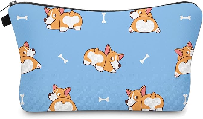 Aiphamy Cute Travel Makeup Bag Cosmetic Bag Small Pouch Gift for Women (Corgi)