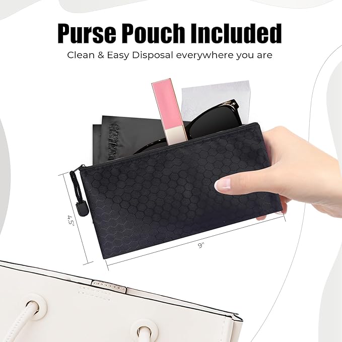 160 pcs Sanitary Napkin Disposal Bags, Personal Care Feminine Hygiene Disposal Bags, Opaque, Odor Control, Discreet Disposal for Tampons, Pads, Liners,Diapers, with Pouch, Black