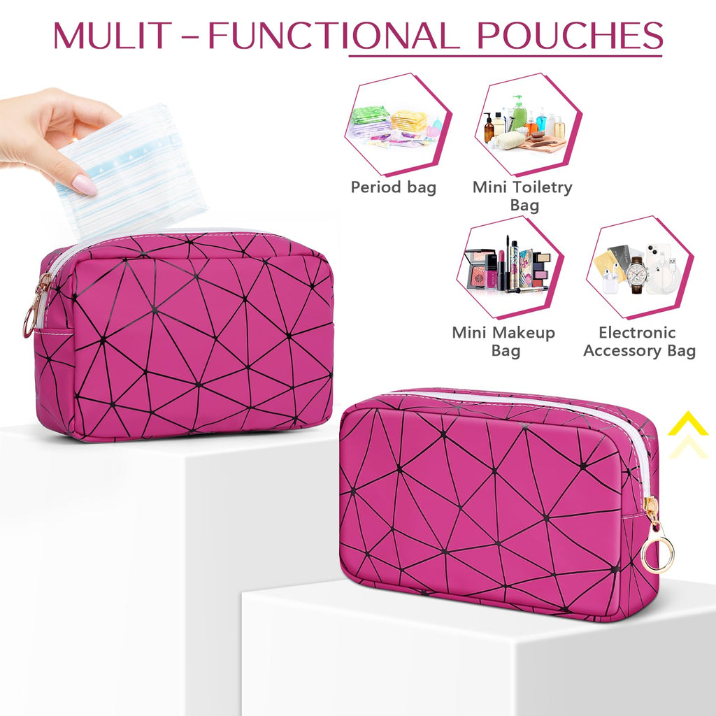 Likesing Period Bag Pouch, Leather Tampon Holder for Purse-Rose Red