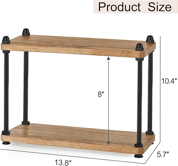 Mkono Bathroom Counter Organizer, 2 Tier Rustic Wood Countertop Sink Shelf